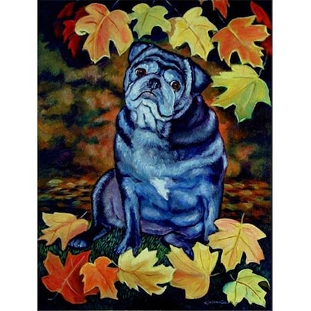 Carolines Treasures 7159GF 11 X 15 In. Old Black Pug In Fall Leaves Garden Size Flag